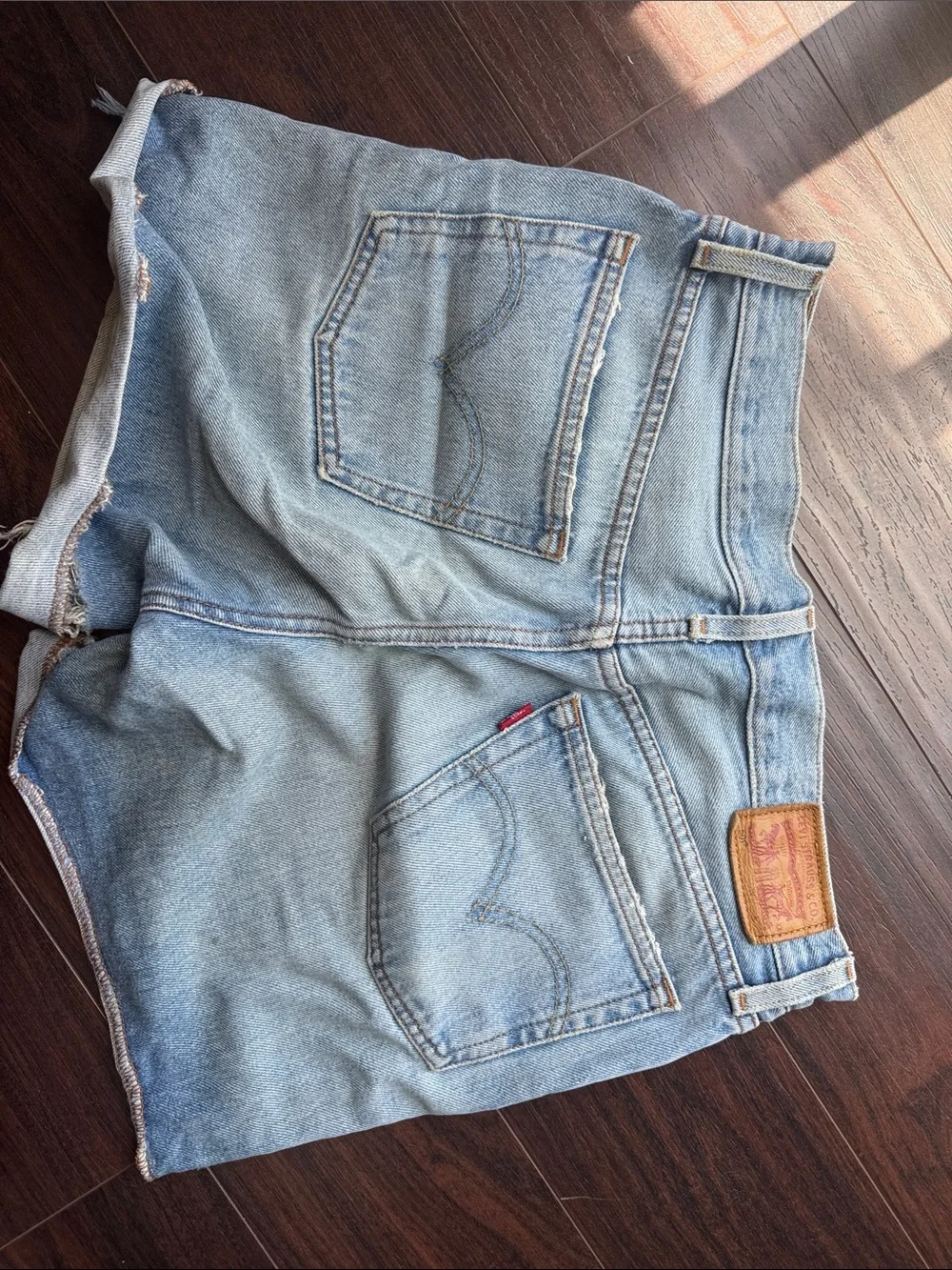 Light Wash Distressed Denim Shorts